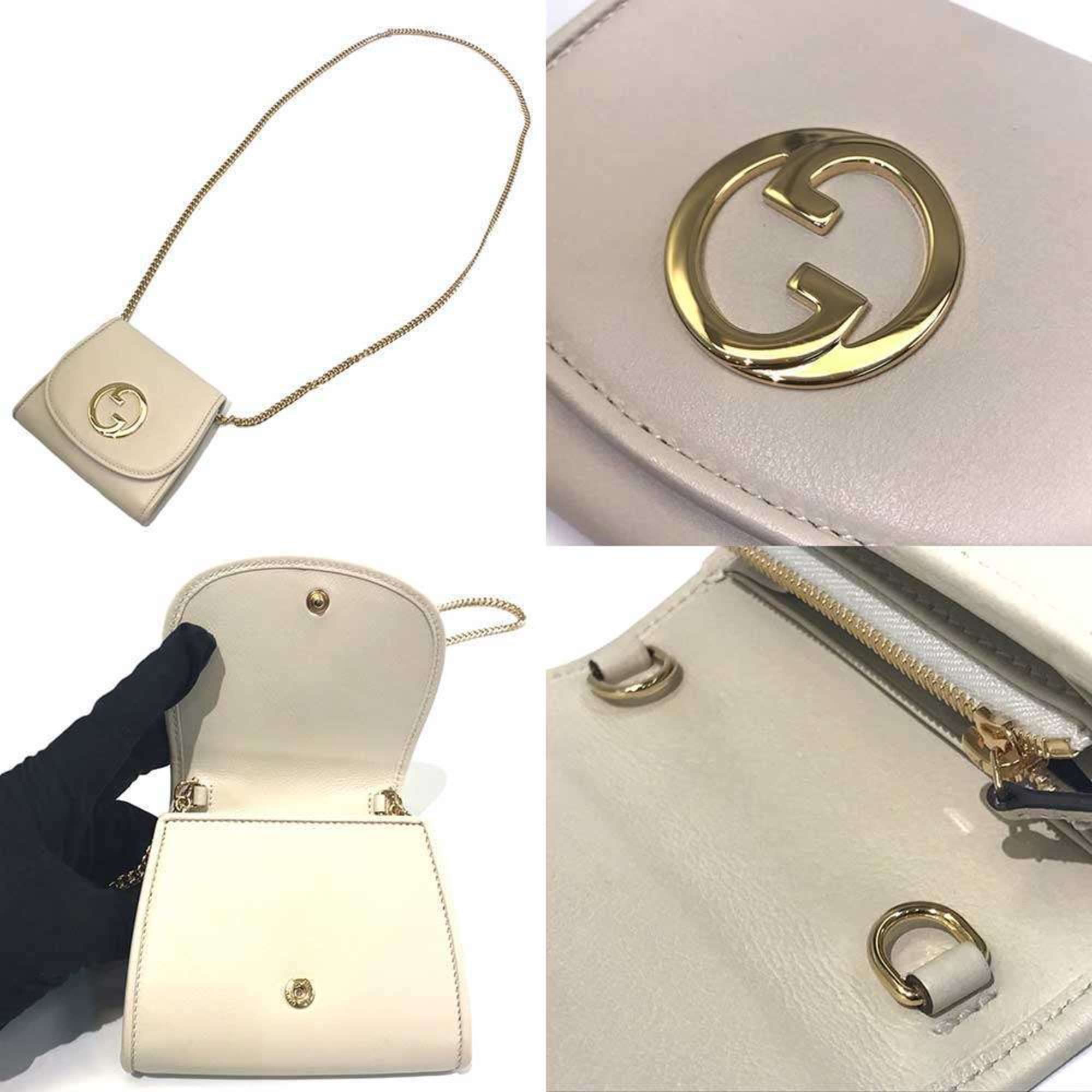 Gucci Blondie Chain Wallet Shoulder Medium White Gold Bag 725219 GUCCI