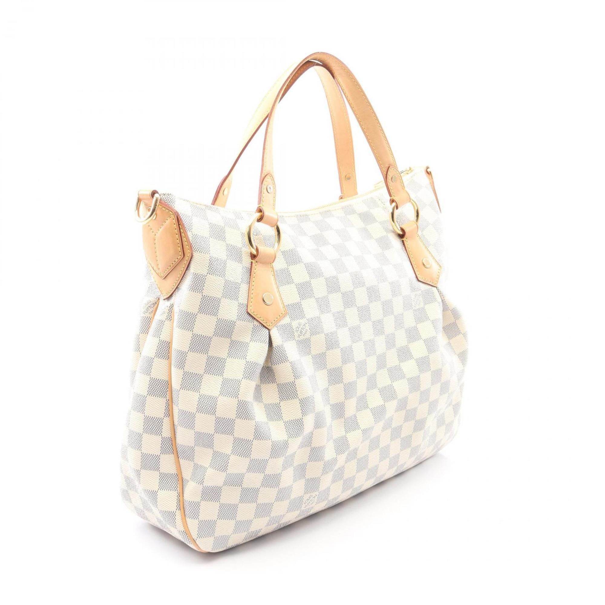 Louis Vuitton Evora MM Handbag, Coated Canvas and Leather with Damier Azur, Women's, White, N41133