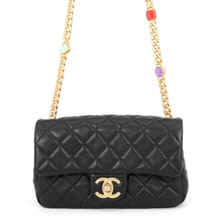 Chanel Chain Shoulder Bag, Coco Mark, Mini Matelassé, Lambskin, AS2380, CHANEL, Black, Handbag, Women's, CHANEL — Like New