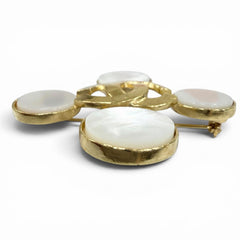 CHANEL Vintage 95A Coco Mark Shell Brooch, Gold, Made in France, Women's, with Box — Like New
