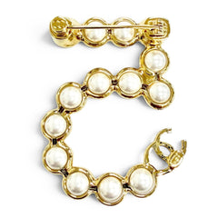 CHANEL 24S Coco Mark No. 5 Pearl Brooch, Gold, Made in Italy, Women's, Comes with Box, Adult Cute, Elegant, Highly Recommended ◎ — Like New