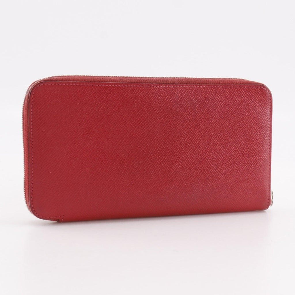 Hermes HERMES Azap Silk in Long Wallet Veau Epsom 2010 Red □N Zipper Women's