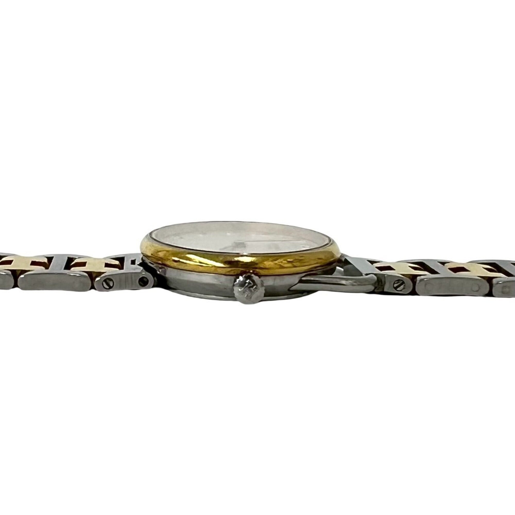 HERMES Arceau H Logo Belt Stainless Steel GP Quartz Wristwatch Silver Gold 34591 — Good