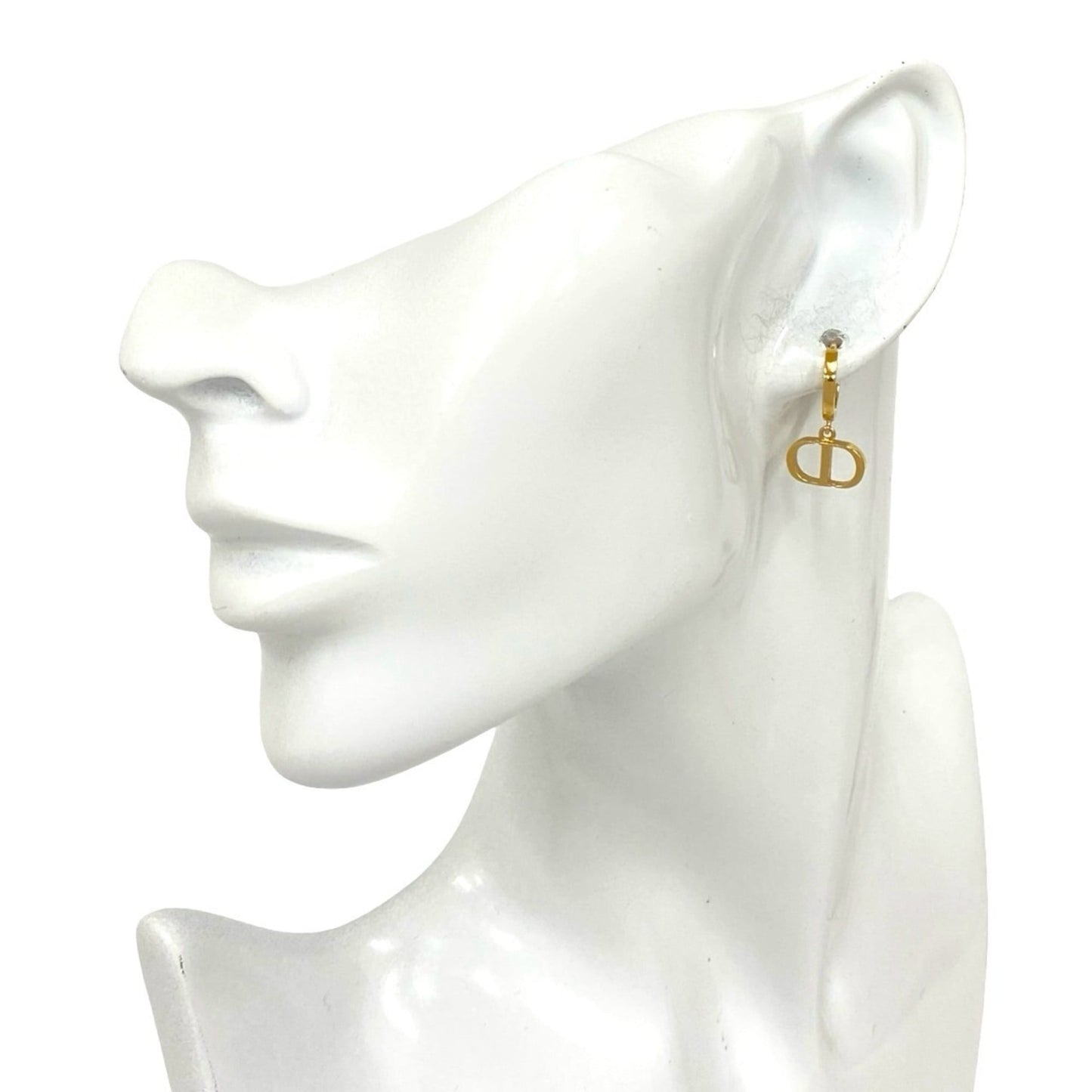 Christian Dior Petit CD Logo Motif GP Earrings, Gold, 40233