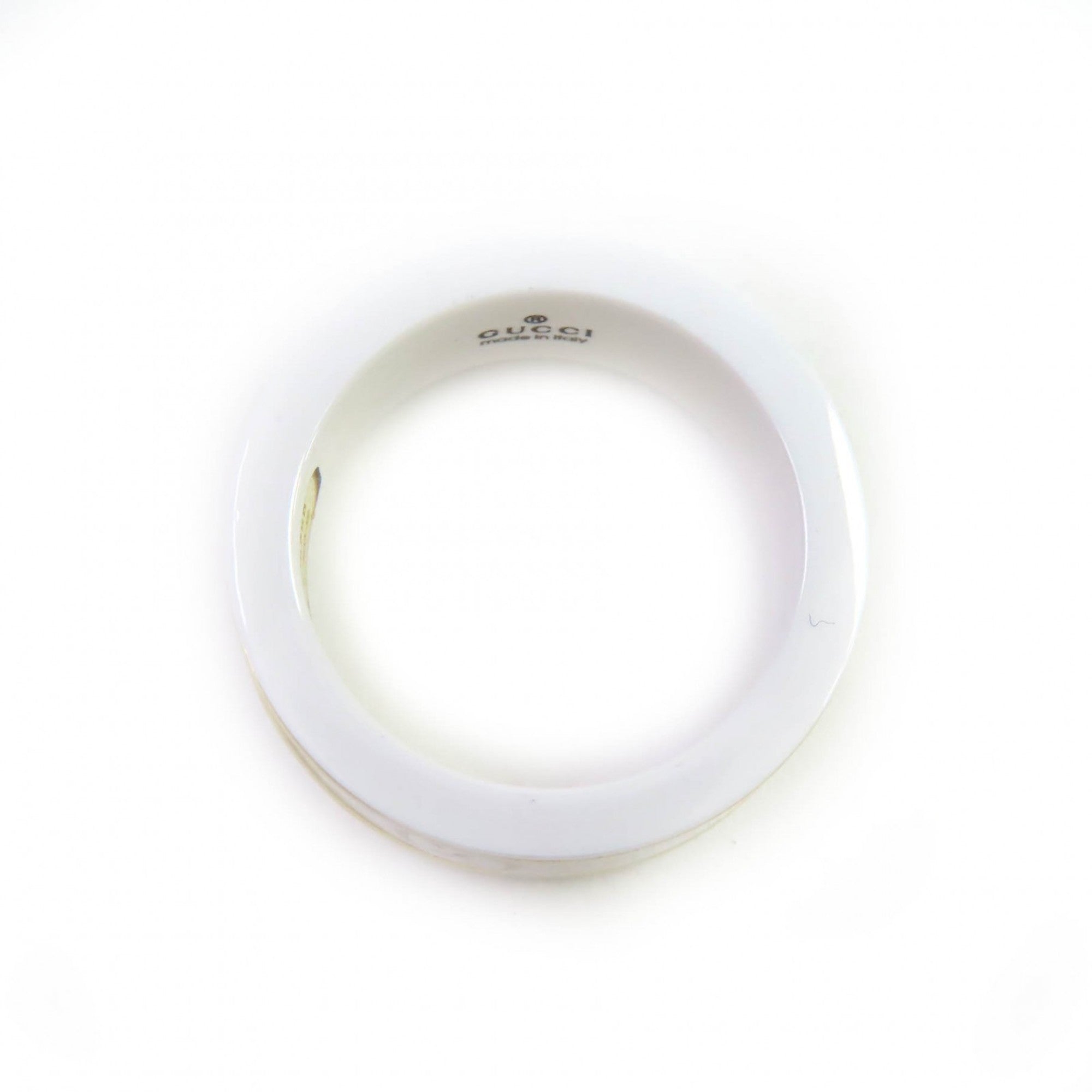GUCCI Icon Ring, 18K White Gold, Ceramic, 4.5g, Made in Italy, Approx. Japanese Size, Includes Case, Women's — Like New