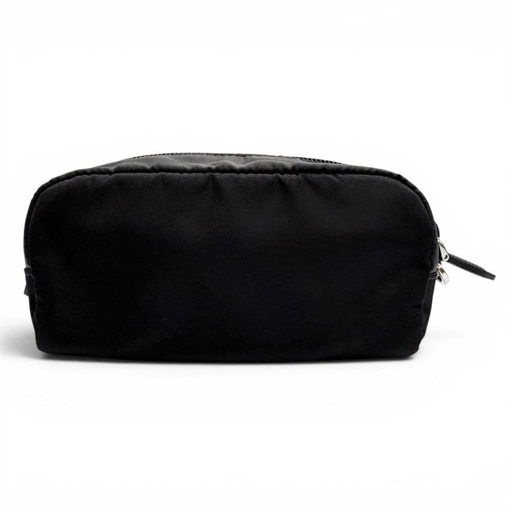 PRADA 1NS175 Vera Re-Nylon Mini Pouch Small Current Model Triangle Logo Plate Cosmetic Black Made in Italy Women's — Like New