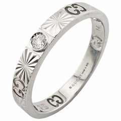 Gucci Icon Heart Ring, 18K White Gold, Diamond, Women's — Like New
