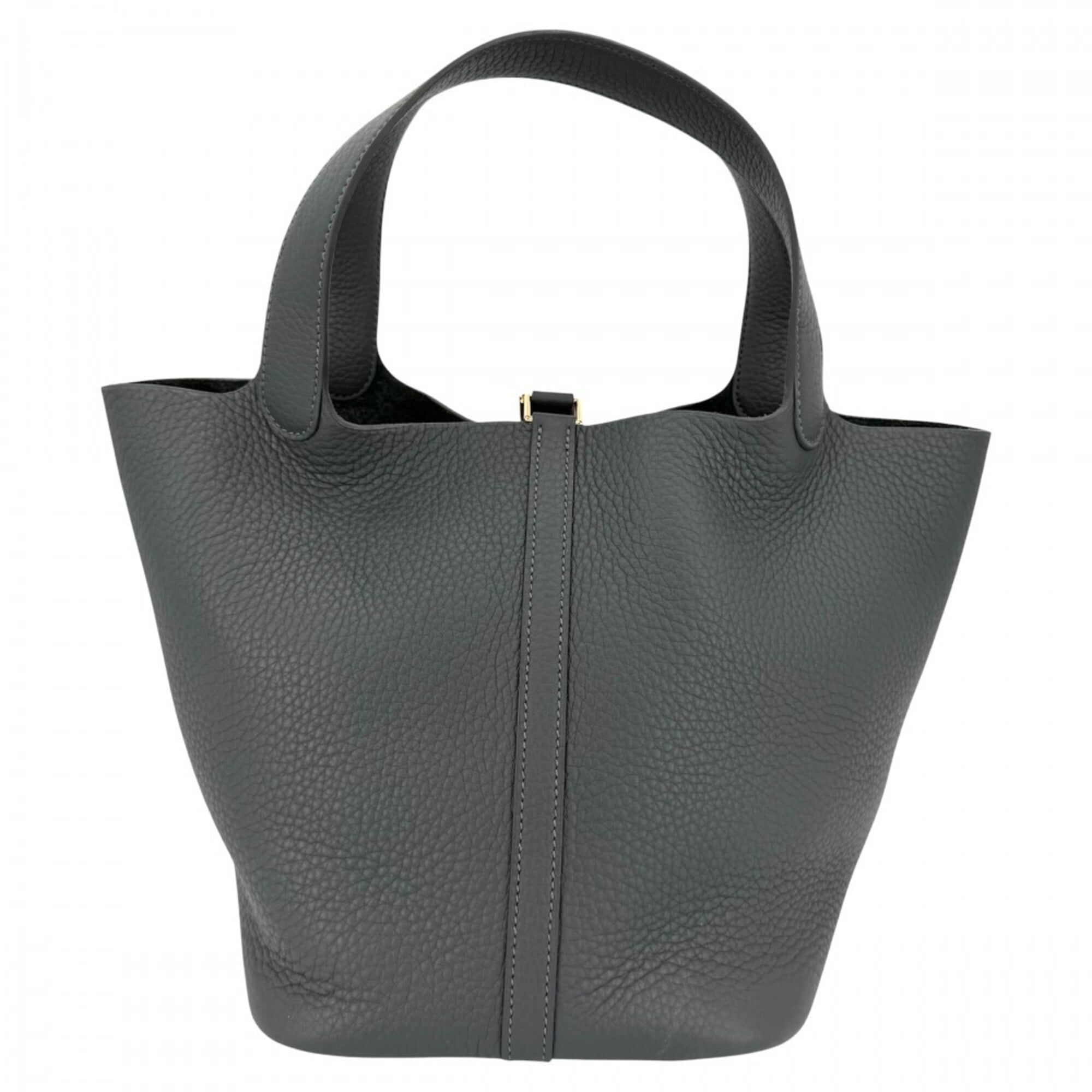 Hermes Picotin Lock MM handbag for women, dark green, HERMES K stamp, Taurillon Clemence leather, Vert Mangrove, gold hardware, 2025 model — Like New