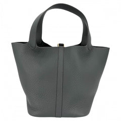 Hermes Picotin Lock MM handbag for women, dark green, HERMES K stamp, Taurillon Clemence leather, Vert Mangrove, gold hardware, 2025 model — Like New