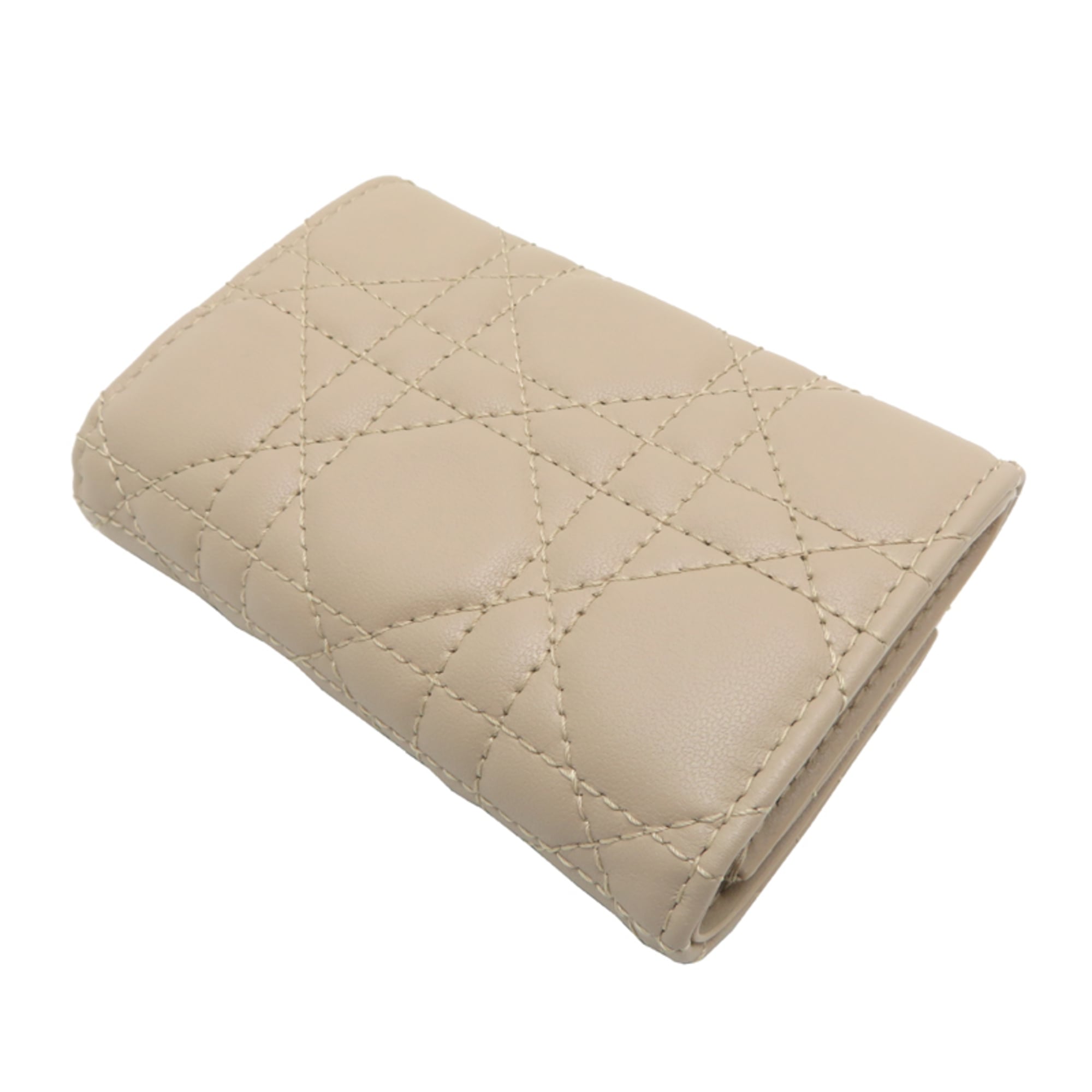 Christian Dior Glycine Women's Wallet/Coin Case S0966ONMJ M51U Lamb Beige