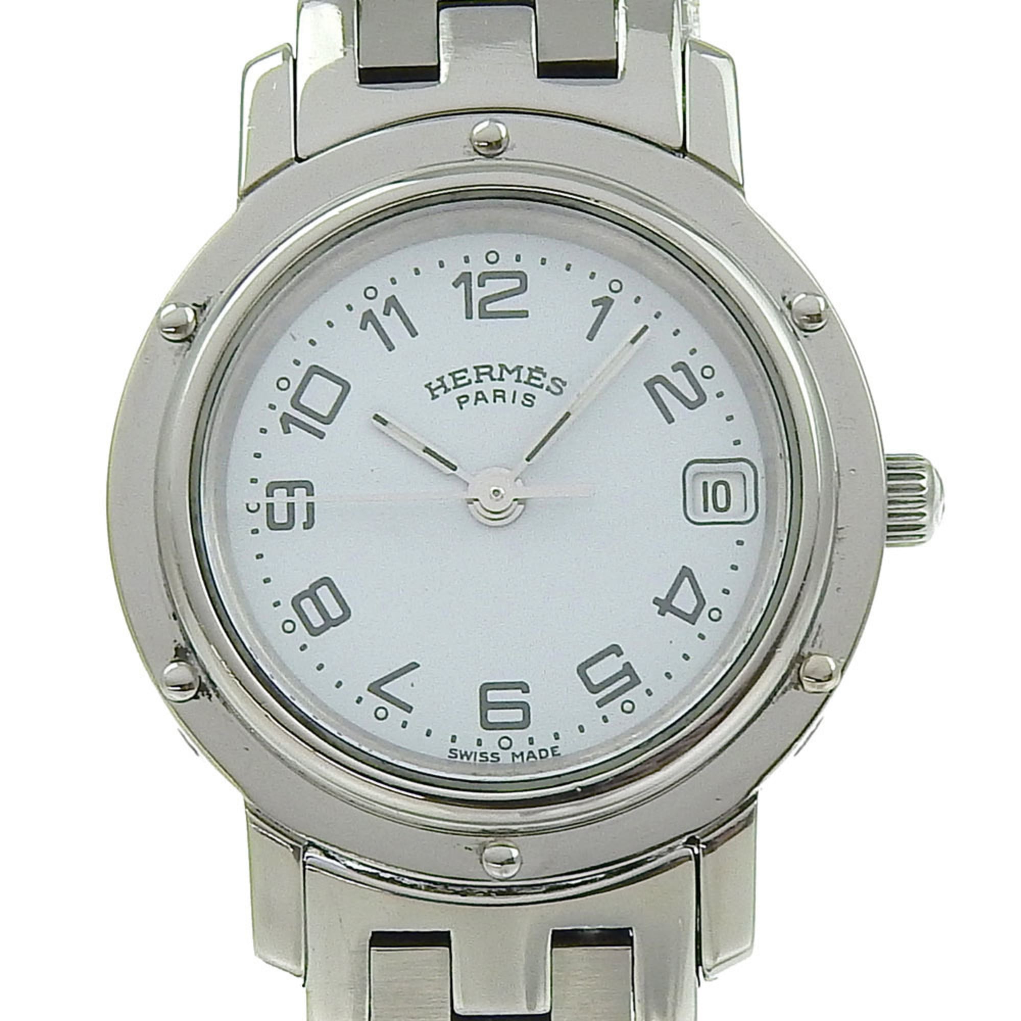 Hermes HERMES Clipper Watch CL4.210 Stainless Steel Quartz Analog Display White Dial Women's S212224805 — Good