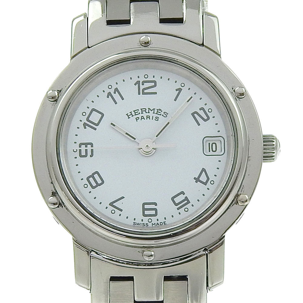 Hermes HERMES Clipper Watch CL4.210 Stainless Steel Quartz Analog Display White Dial Women's S212224805 — Good
