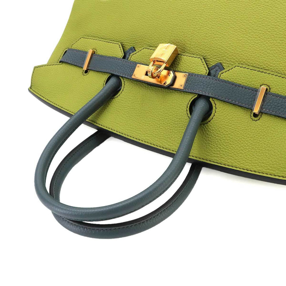 Hermes Birkin 35 Personal SPO Togo Pistachio Blue Orage Handbag □Q Stamp Gold Hardware — New - Store Return