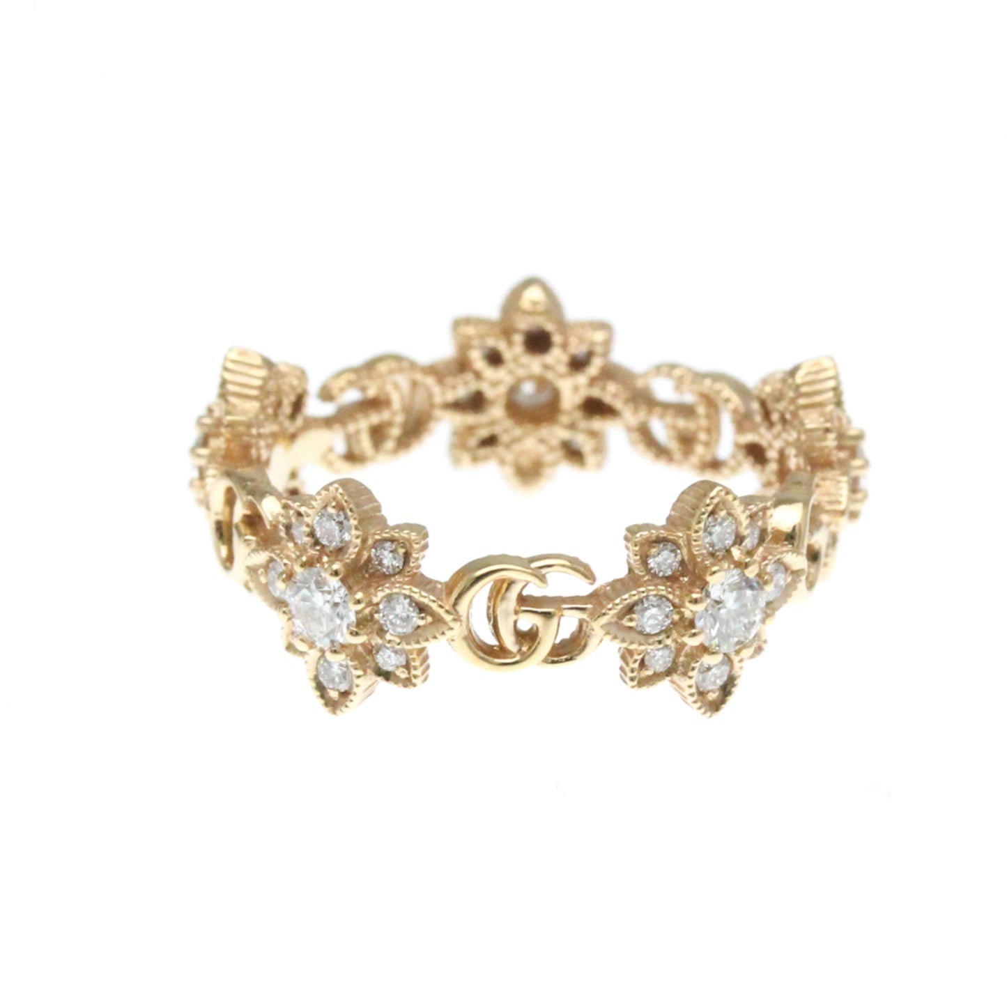 Gucci Flora Diamond Ring Pink Gold (18K) Fashion Diamond Band Ring Pink Gold