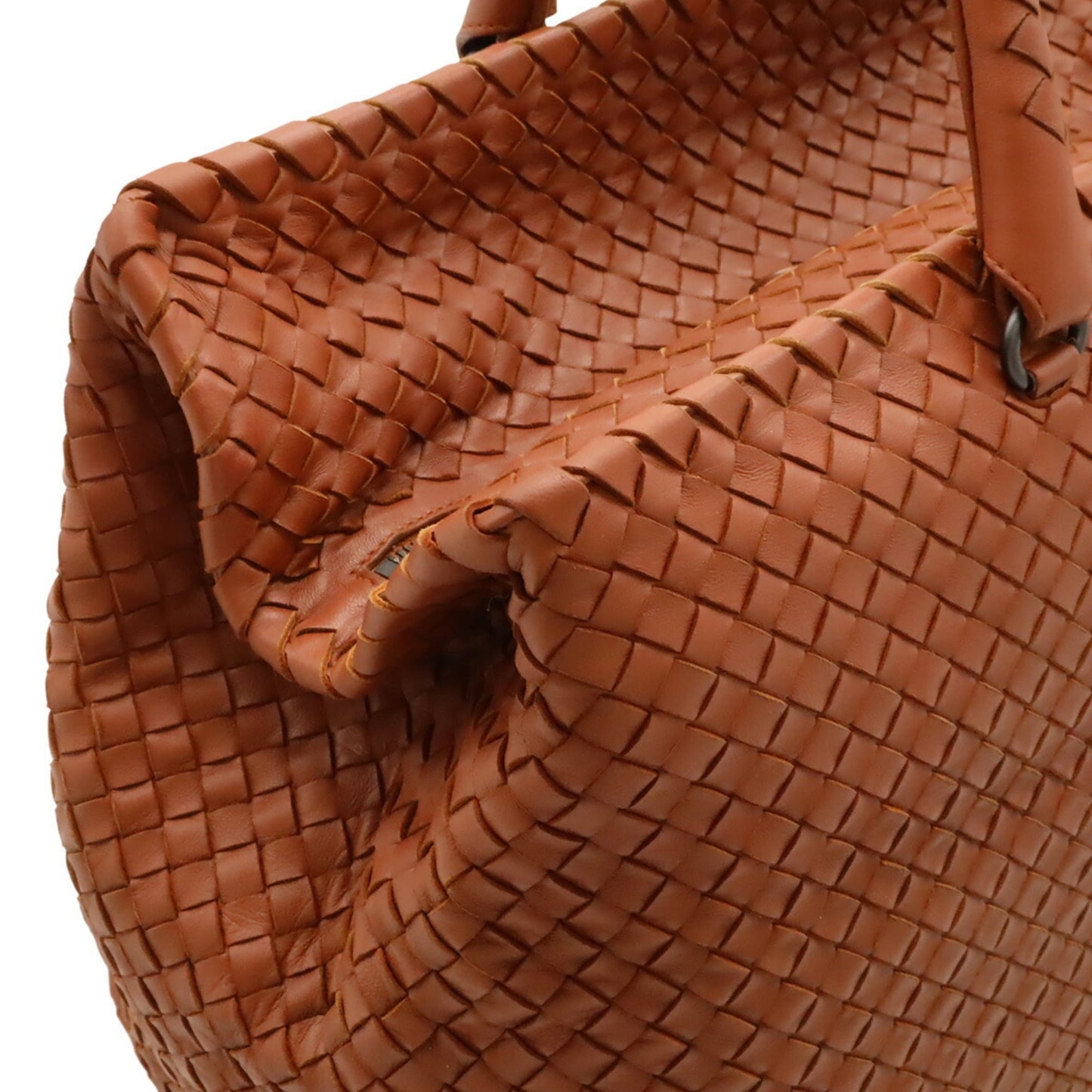 BOTTEGA VENETA Intrecciato Boston Bag, Travel Handbag, Leather, Terracotta Brown, 256347