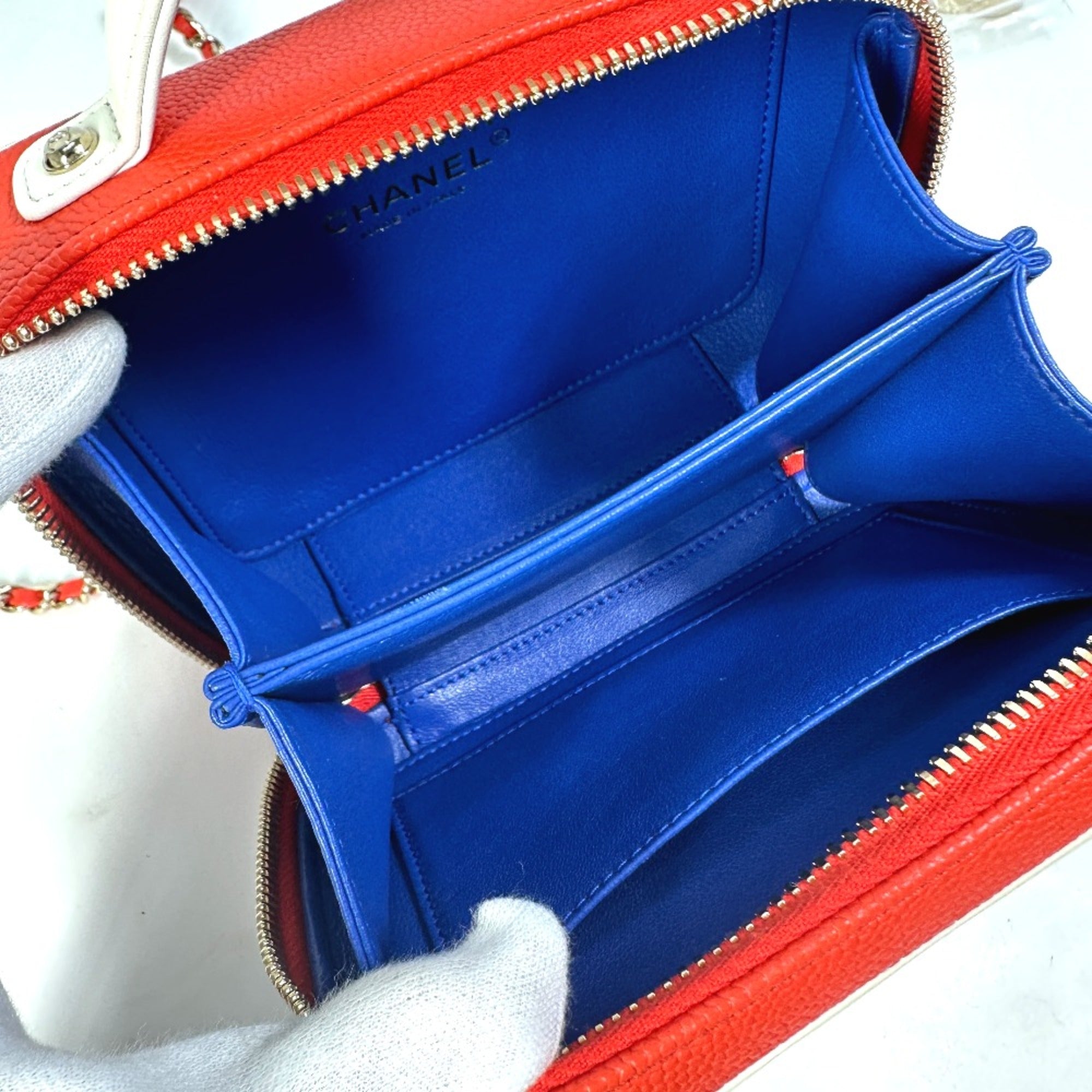Chanel A93342 CC Mark Tricolor Shoulder Bag Red — Like New