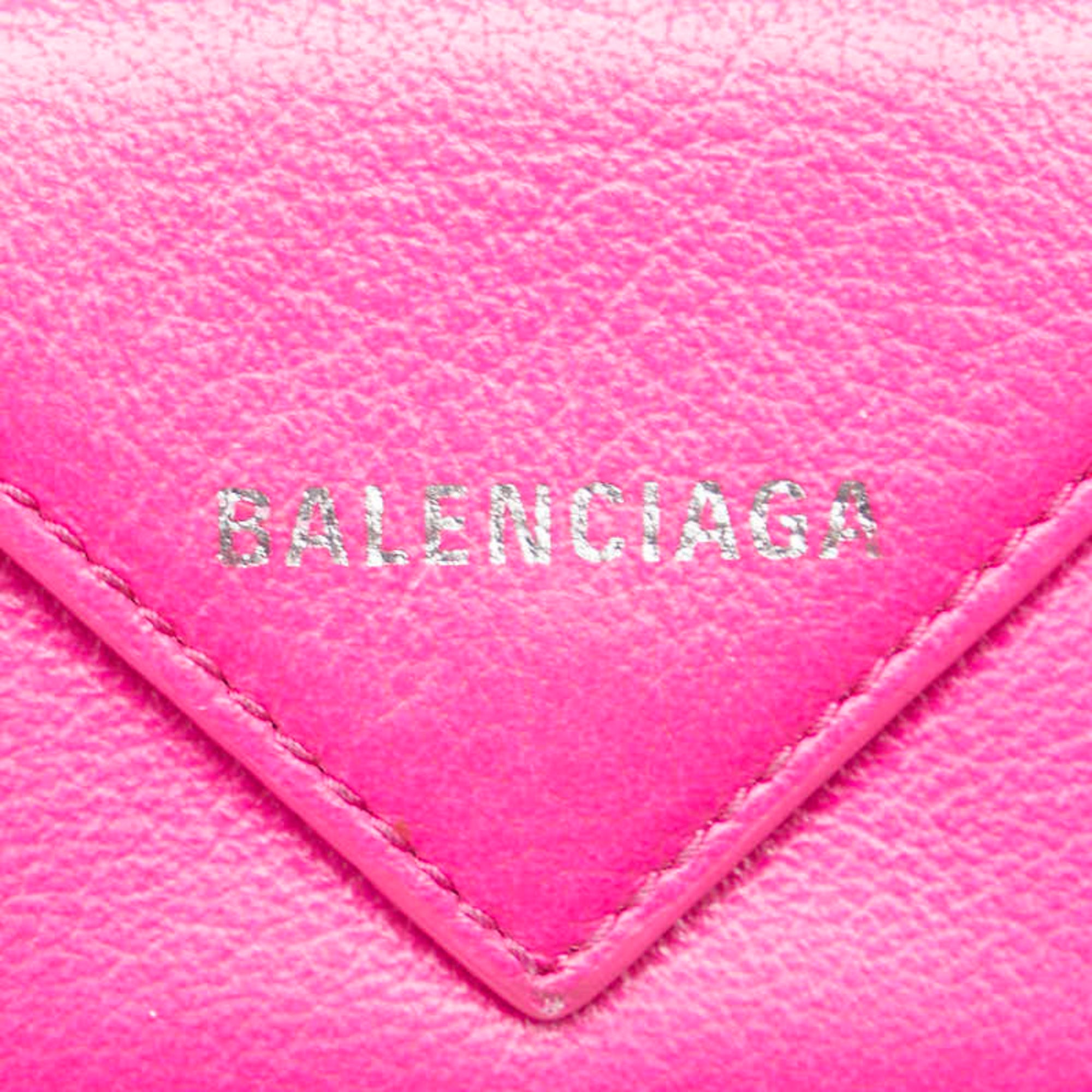 Balenciaga Paper Mini Wallet, Tri-fold Compact 391446, Pink Leather, Women's, BALENCIAGA