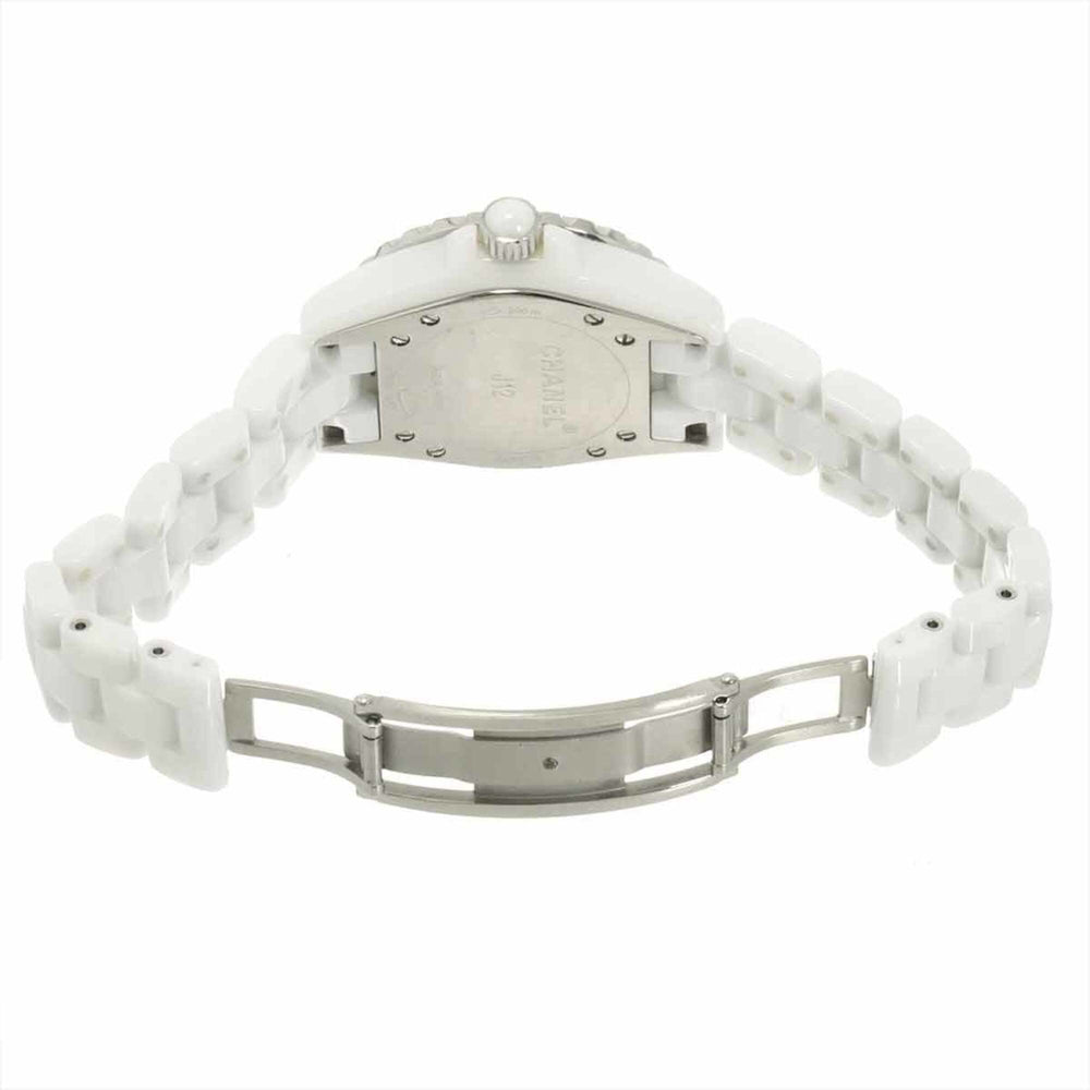 Chanel J12 33mm H1628 Women's Watch, 12 Diamonds, Date Display, White Ceramic Quartz Watch — Very Good