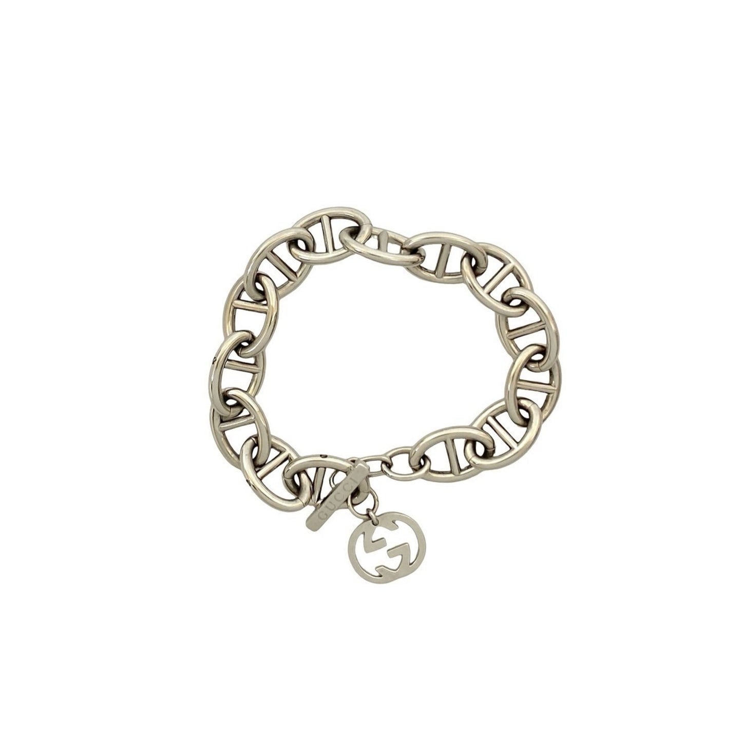 GUCCI Anchor Chain Bracelet with GG Logo and Metal Bangle in Silver, 52833