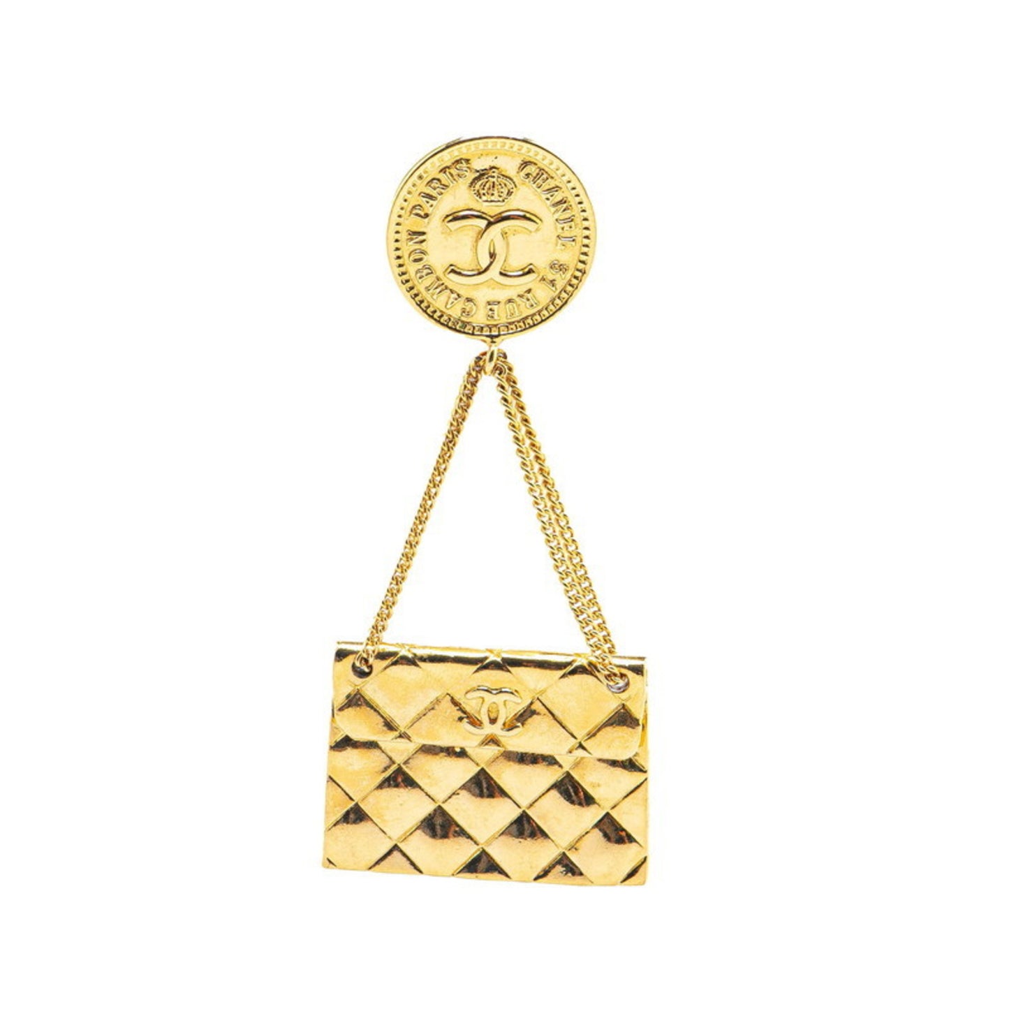 CHANEL 31 RUE CAMBON Coco Mark Matelasse Brooch, Gold Plated, Women's
