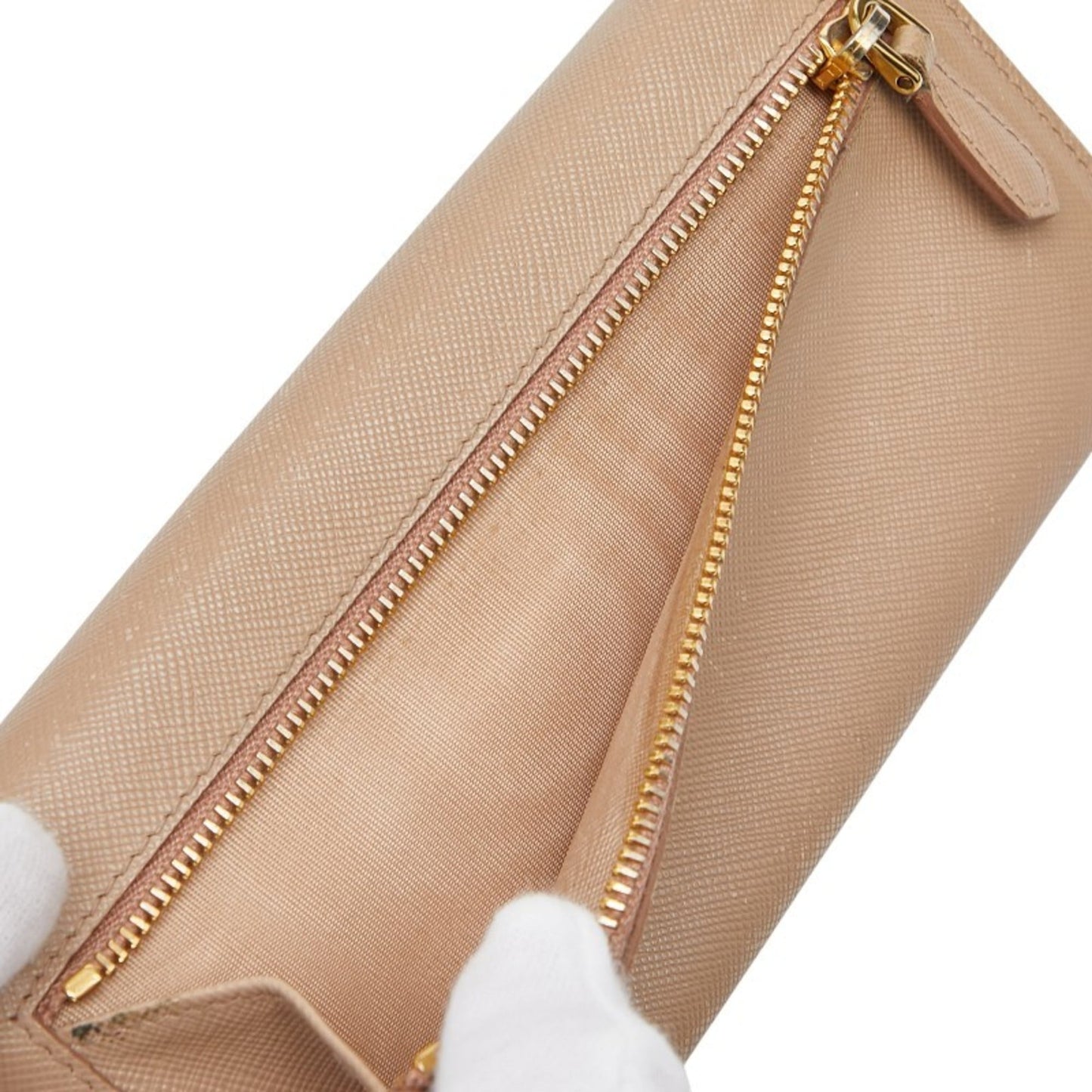 Prada Logo Long Wallet 1M1132 Beige Saffiano Leather Women's PRADA