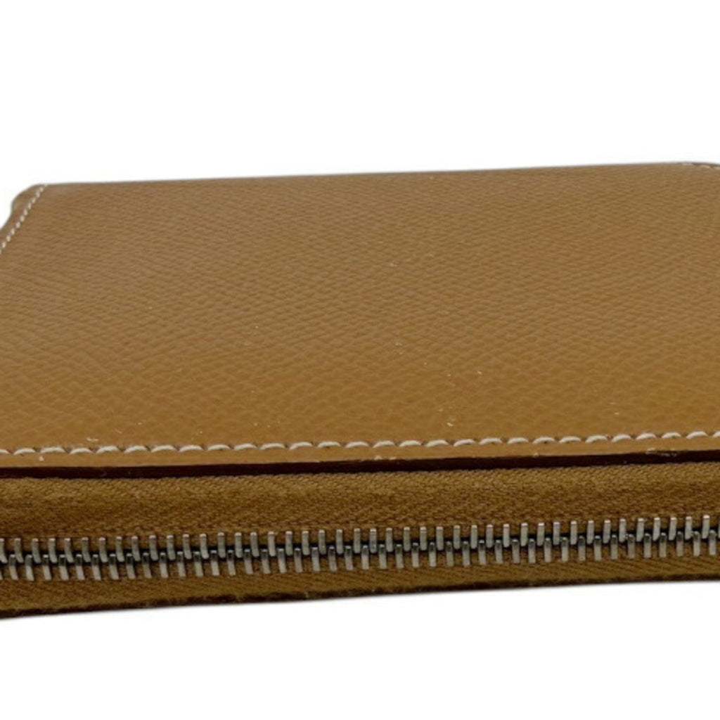 HERMES Azap Compact Silk-in Epson Gold D Stamp 2019 Wallet/Coin Purse Leather Brown Women's/Men's