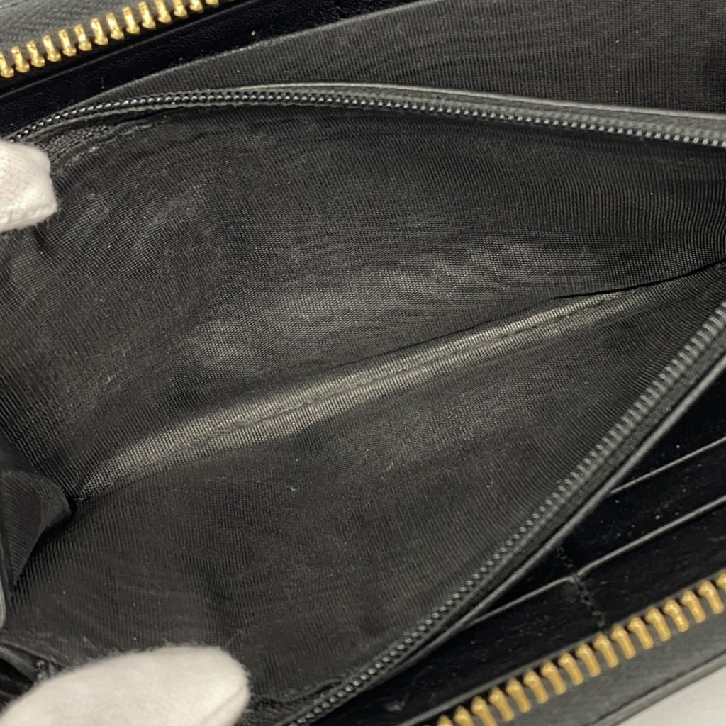 Gucci Bamboo Long Wallet 453158 Leather Black Women's