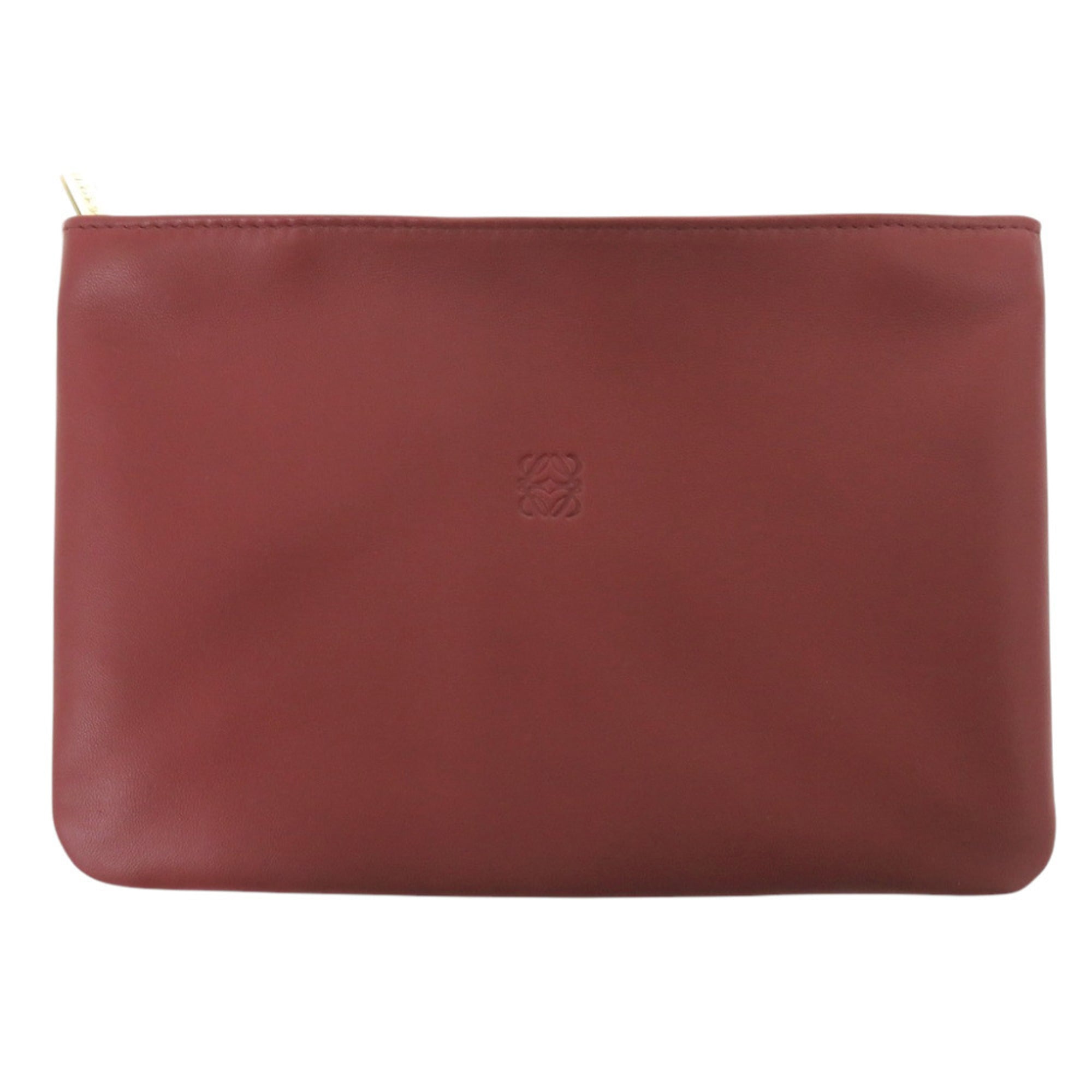 Loewe Cosmetic Pouch Handbag Sheepskin Wine Red 0025 LOEWE — Like New