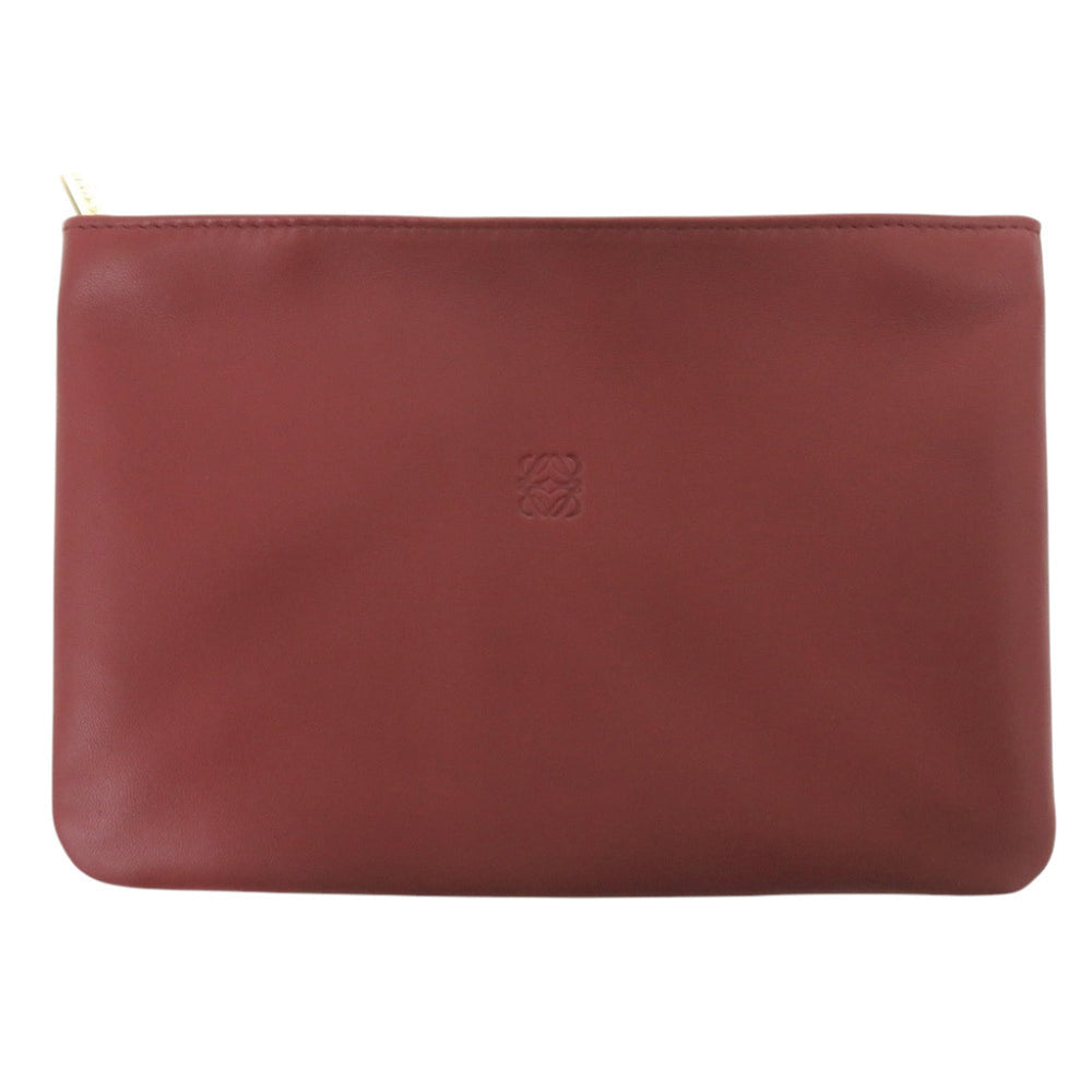 Loewe Cosmetic Pouch Handbag Sheepskin Wine Red 0025 LOEWE — Like New