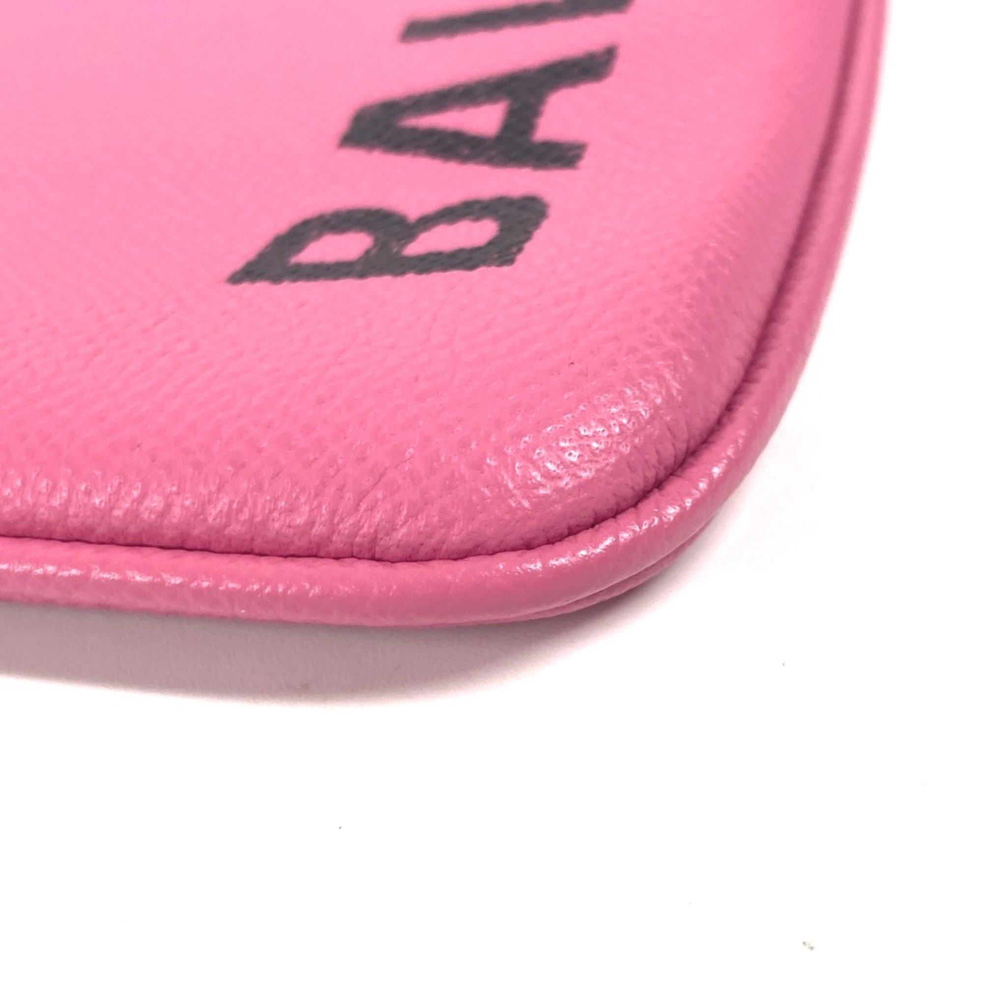 Balenciaga 545773 logo pouch bag Clutch bag pink Black — Like New