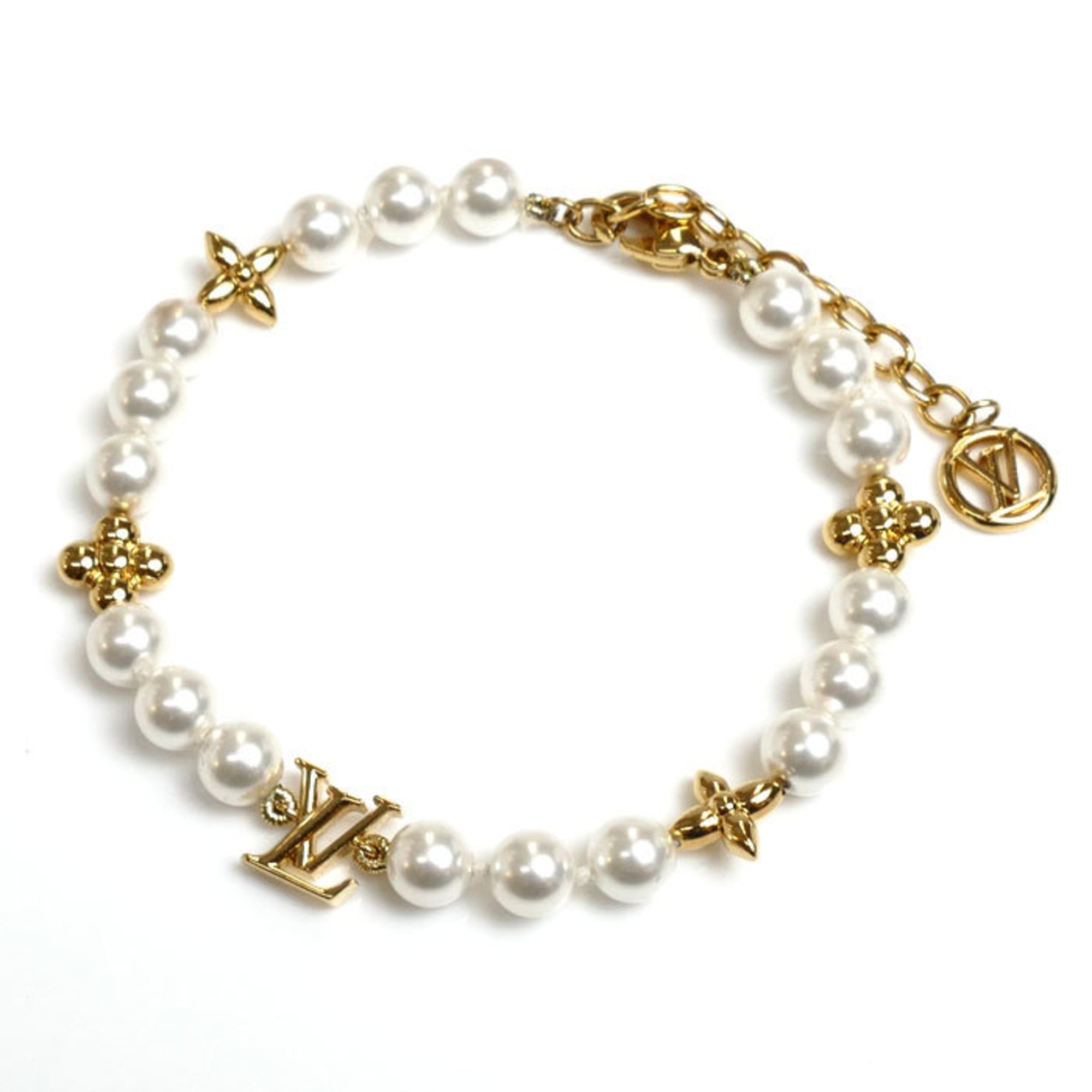 LOUIS VUITTON Louis Vuitton GP Faux Pearl Bracelet - My LV M1129A 18/21cm Women's