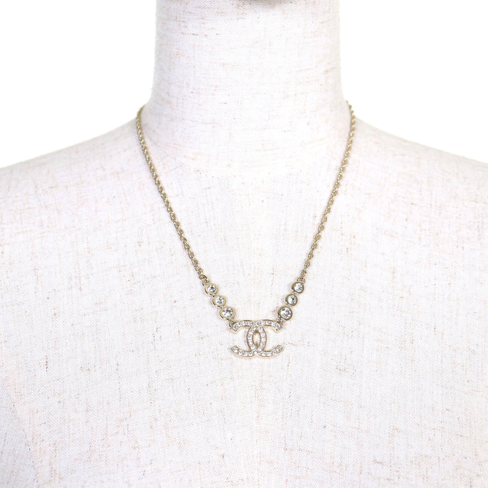 CHANEL (2025 model) B25S Coco Mark Rhinestone Chain Necklace, Gold, with Box, Women's — Like New