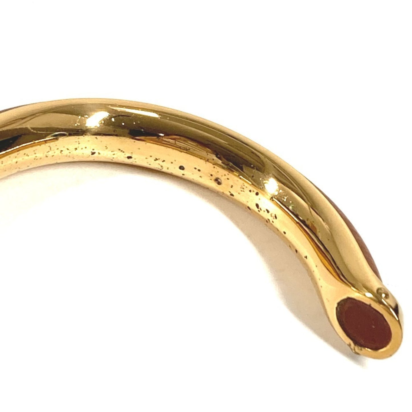 HERMES Hermes Bracelet Bangle Metal/Leather Women's Brown