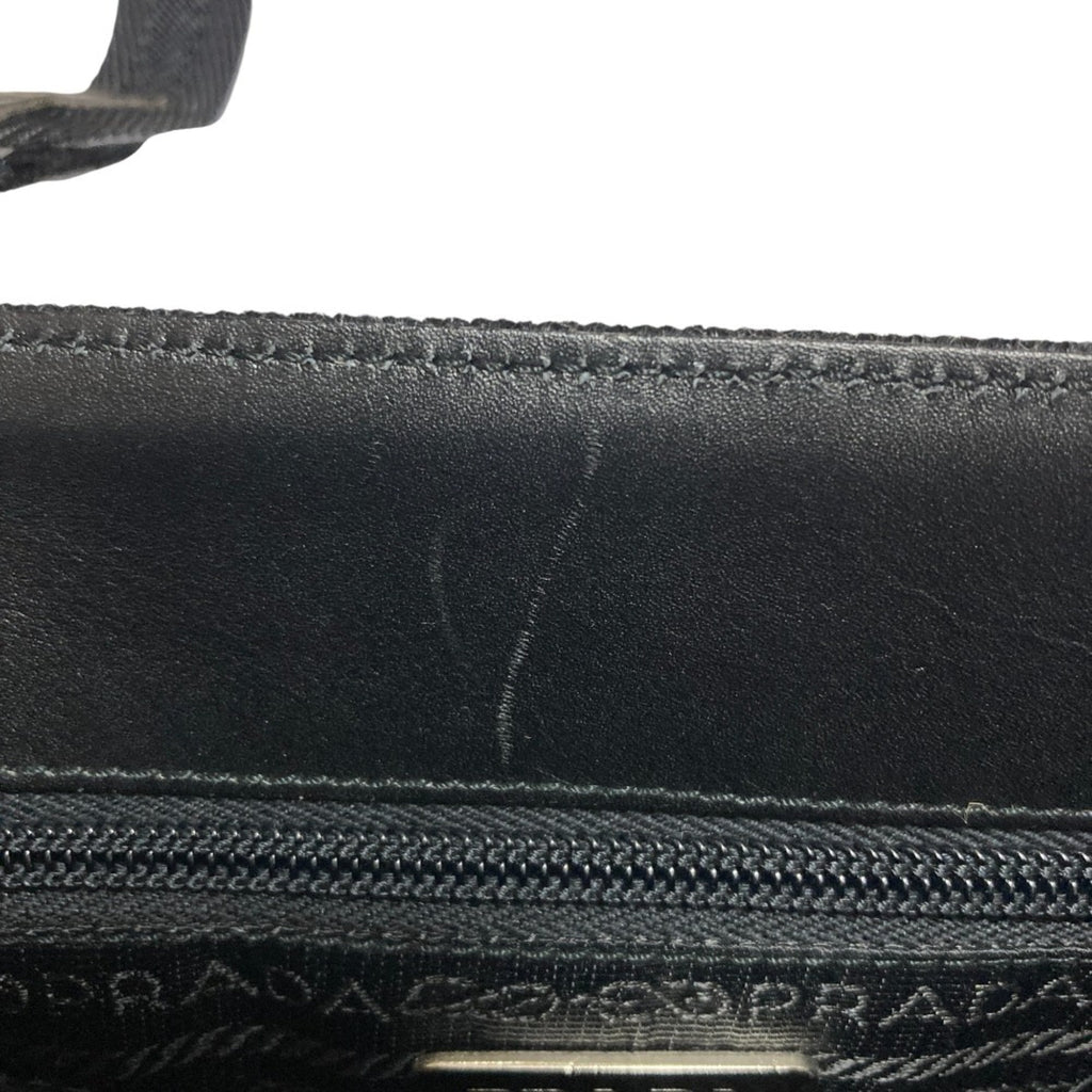 PRADA Prada Wool Knit Leather Tote Bag B9444 Black Women's