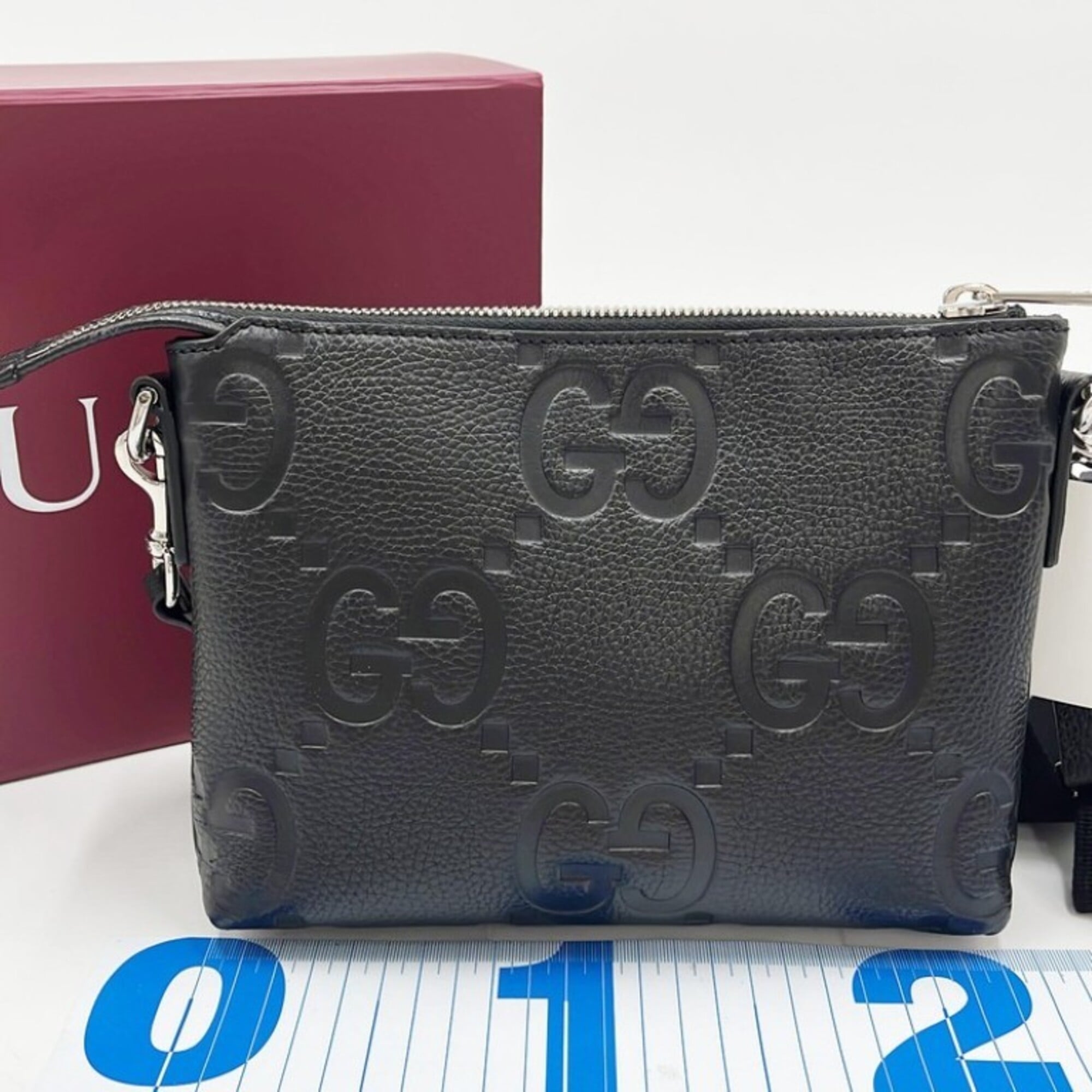 GUCCI Jumbo GG Shoulder Bag 761747 Black Leather Men's and Women's — New - Store Return