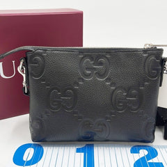 GUCCI Jumbo GG Shoulder Bag 761747 Black Leather Men's and Women's — New - Store Return