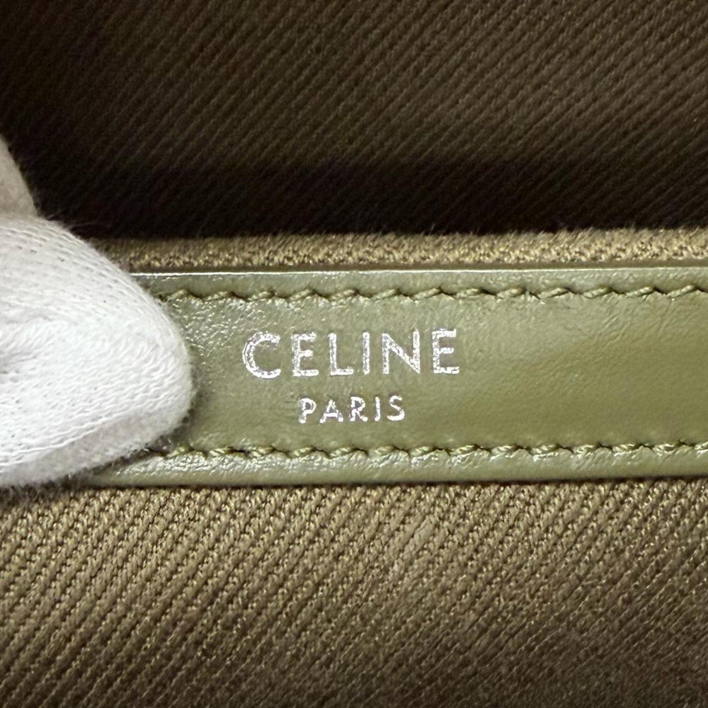 CELINE 198462 Canvas and Leather Trim, Logo Print Trekking Backpack/Daypack, Khaki, Men's, with Dust Bag — Like New