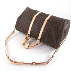 LOUIS VUITTON M41414 Keepall Bandoulière 55 Monogram Canvas Boston Bag, Brown, Made in France, Women's — Like New