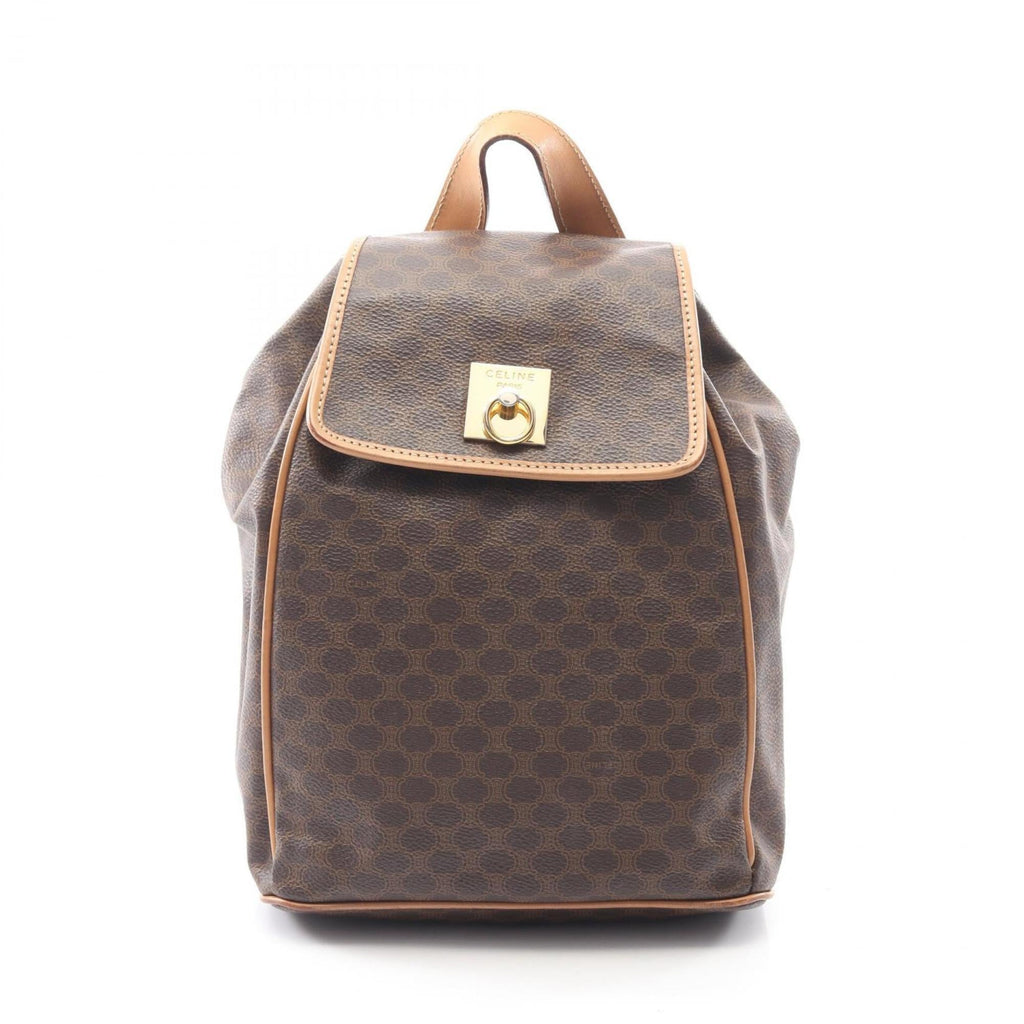 Celine Macadam Backpack, Coated Canvas and Leather, Women's, Brown