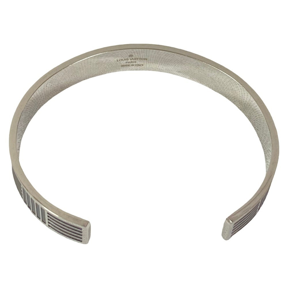 LOUIS VUITTON Louis Vuitton Jonc Damier Colors Cuff Bangle Bracelet M62492 Silver Color Men's — Like New