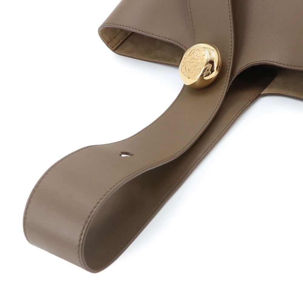 Loewe Pebble Bucket Bag Medium Shoulder Handbag Leather Brown AANBBBMX01 Gold Hardware — Like New