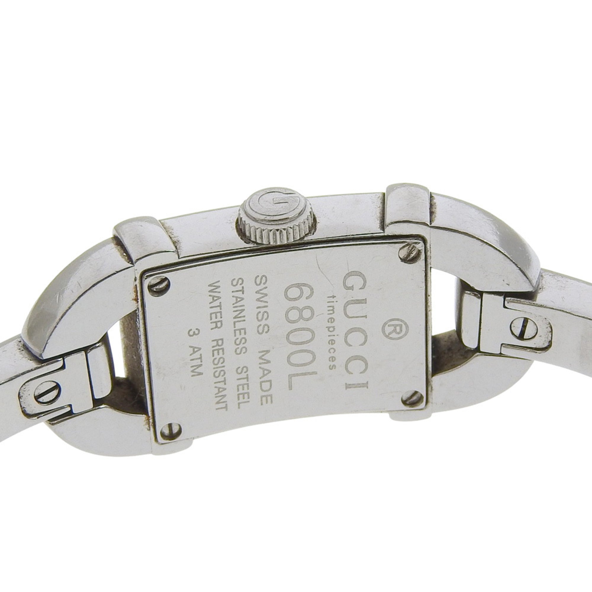 Gucci 6800L Stainless Steel Quartz Analog Watch, Black Dial, Women's — Good