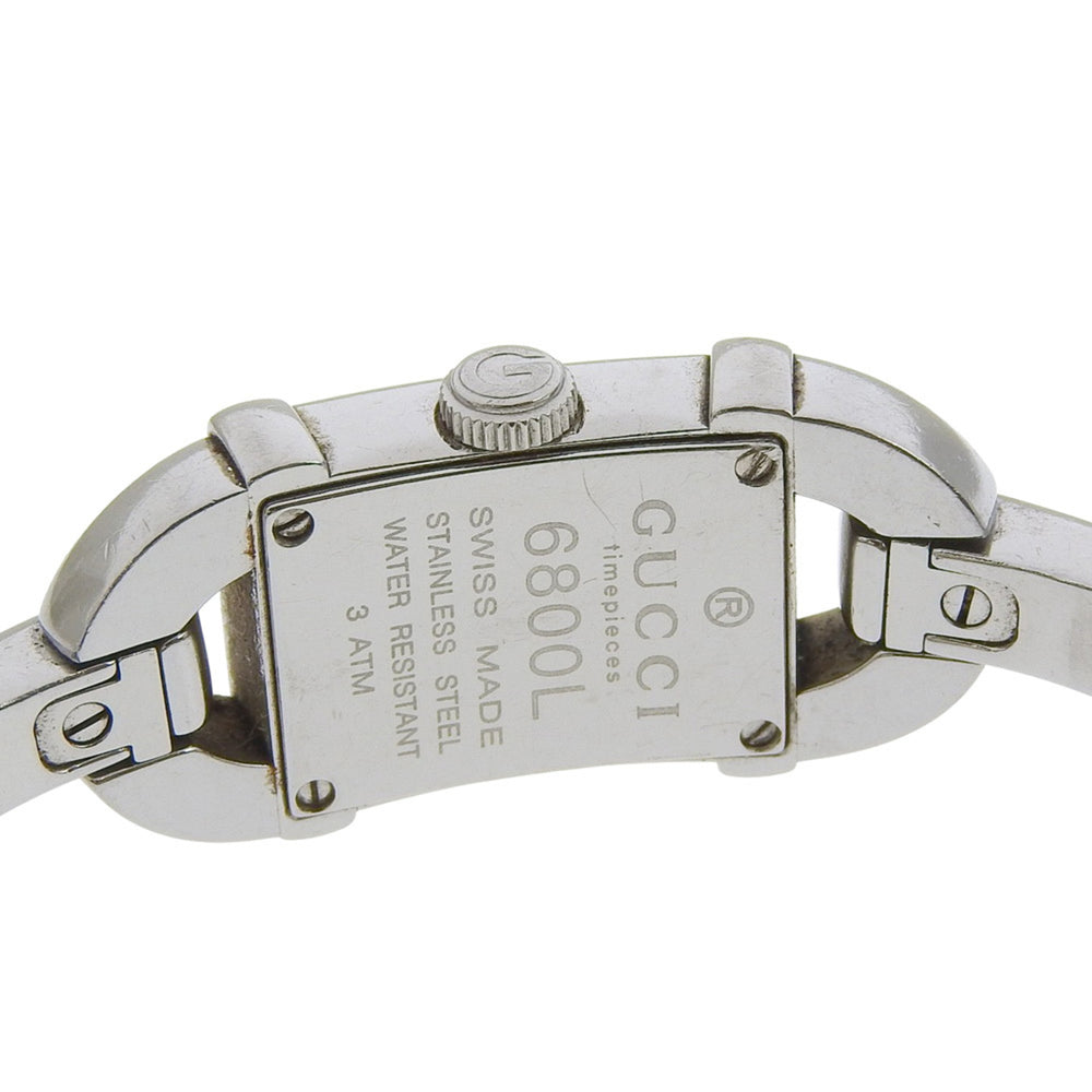 Gucci 6800L Stainless Steel Quartz Analog Watch, Black Dial, Women's — Good