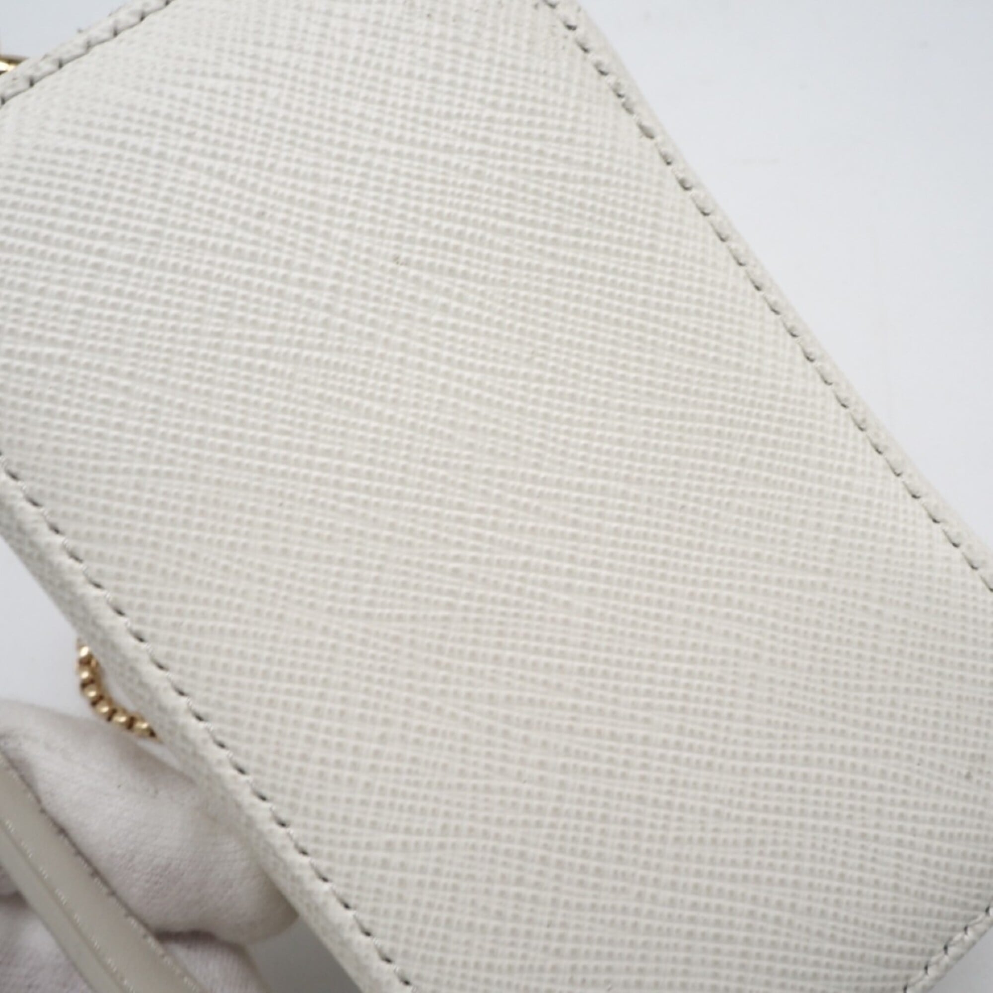 PRADA Saffiano Triangle Mini Pouch 1NR025 Shoulder Bag White Women's — New - Store Return