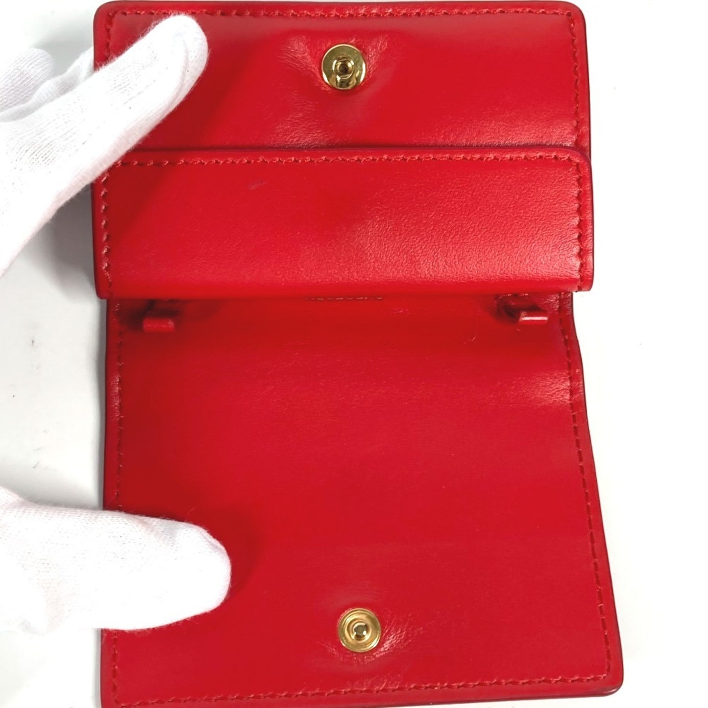 BURBERRY TB Compact Wallet, Bifold Leather Women's, Red