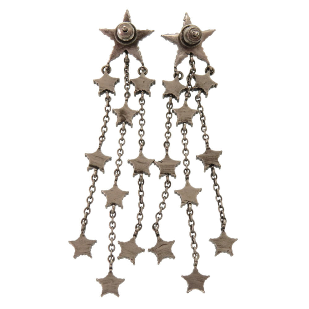 Christian Dior Star Motif CD Logo Stone Gunmetal Earrings Accessory 0872 — Like New