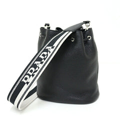 PRADA Prada Leather Shoulder Bag Black 1BE060 Bucket Unused — New - Store Return