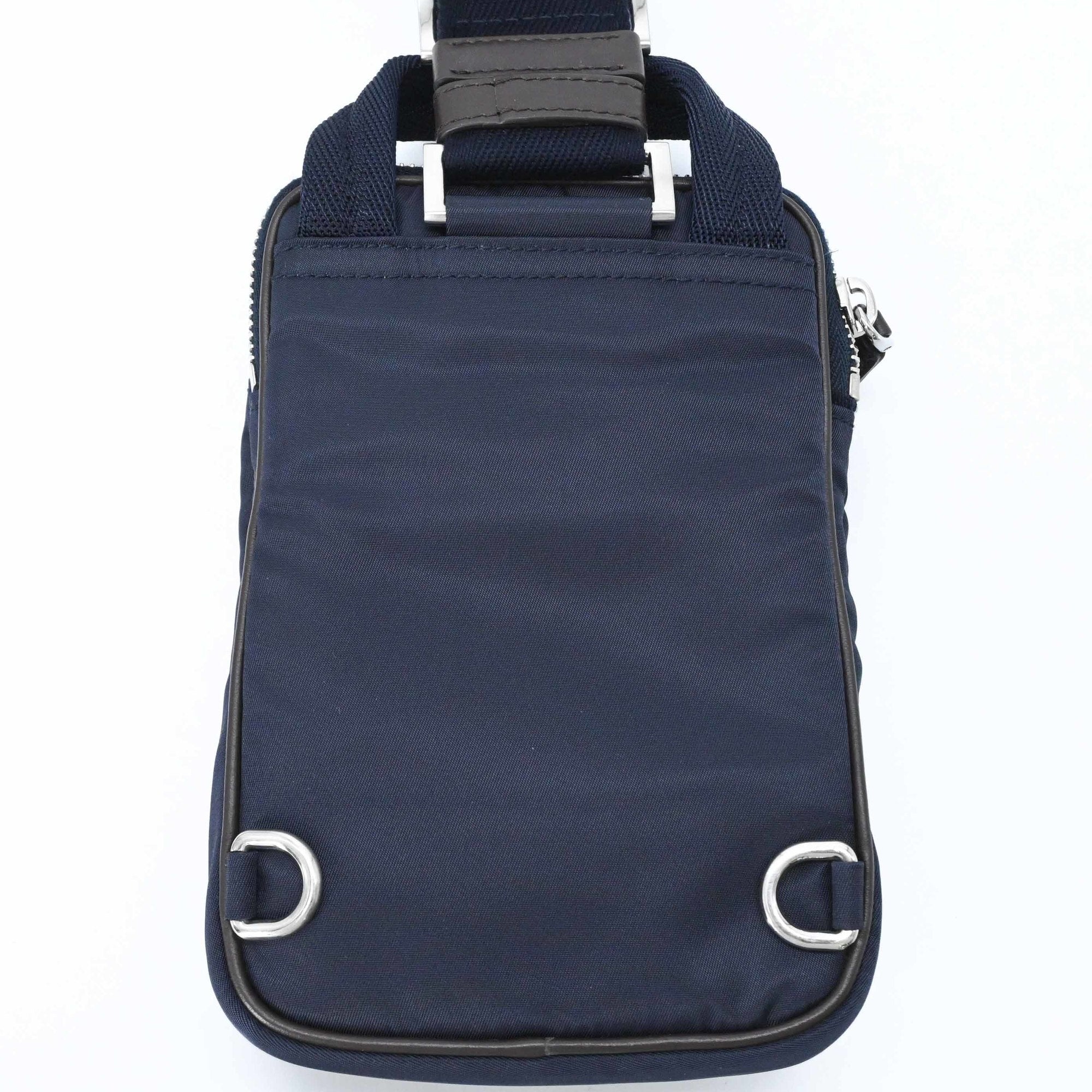 PRADA Suede and Nylon Shoulder Bag, Triangle Design, Navy Brown — New - Store Return