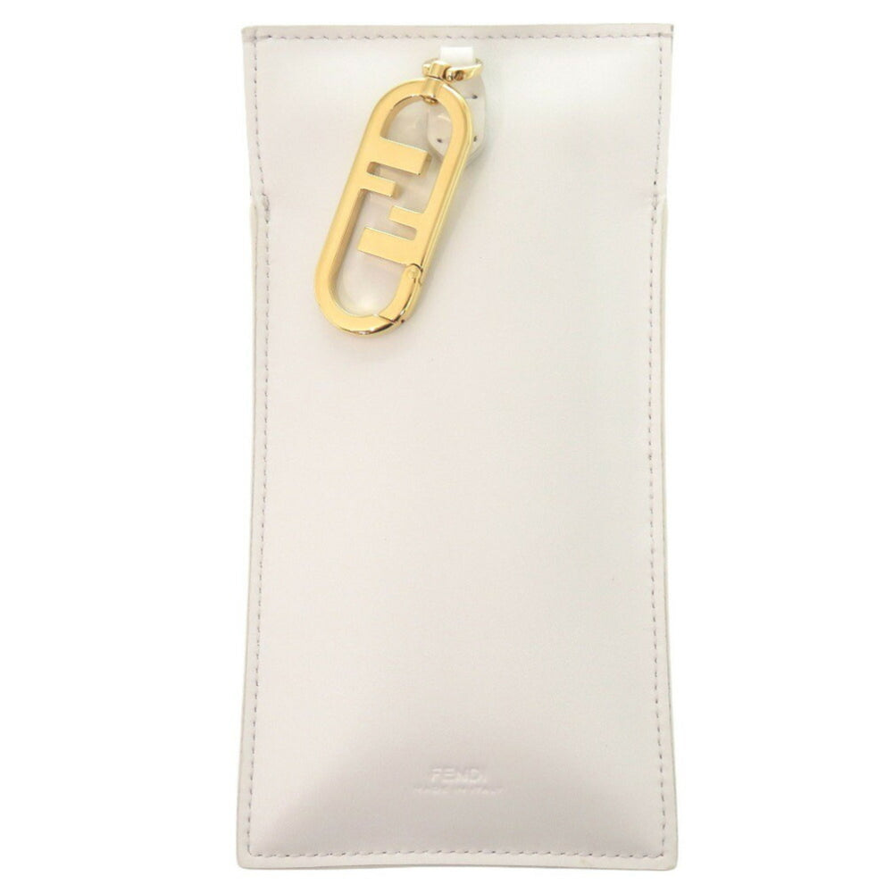 Like new Fendi phone holder bag charm mouton/leather white pouch 1148FENDI — Like New