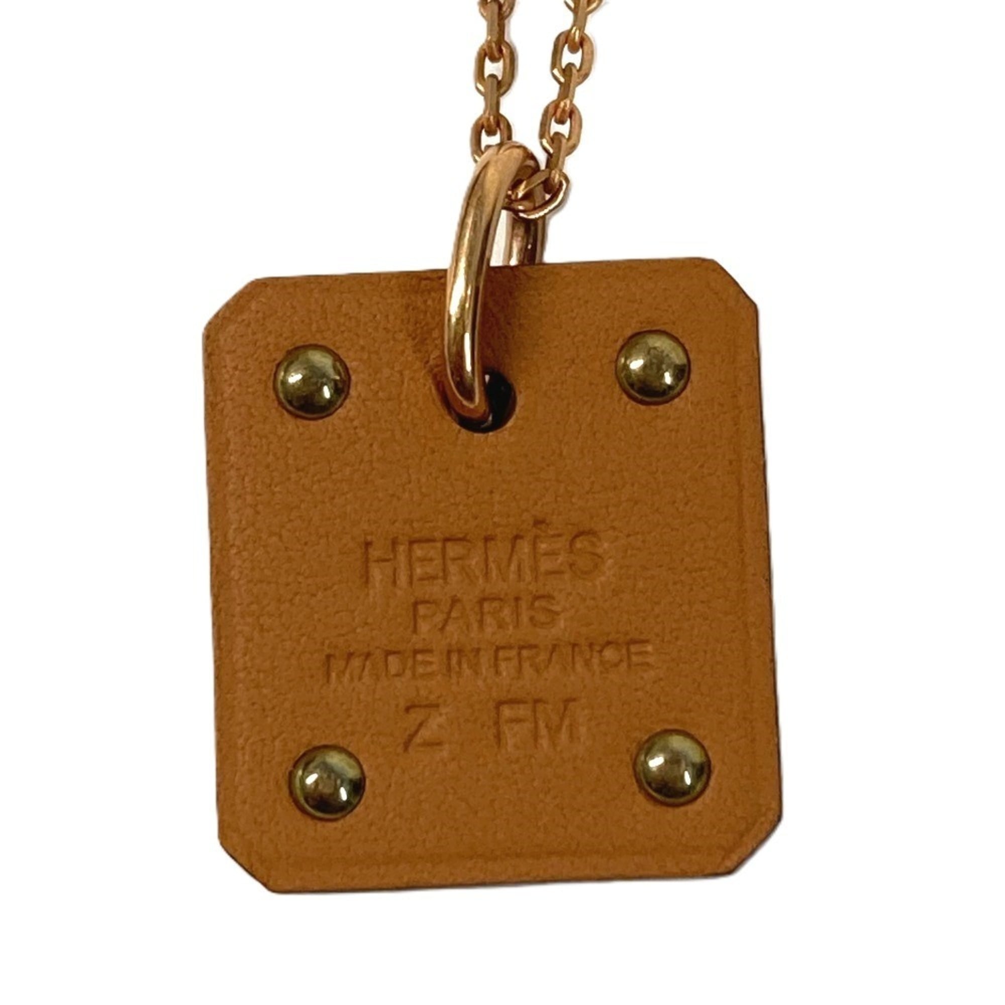 HERMES Heart Chain As de Coeur PM Pendant Necklace, Leather, Metal, Women's, Black — Like New